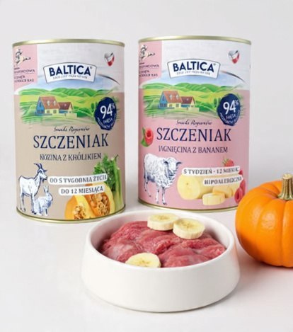 Baltica SZCZENIAK JAGNIĘCINA Z BANANEM KOZINA Z KRÓLIKIEM 6x400g