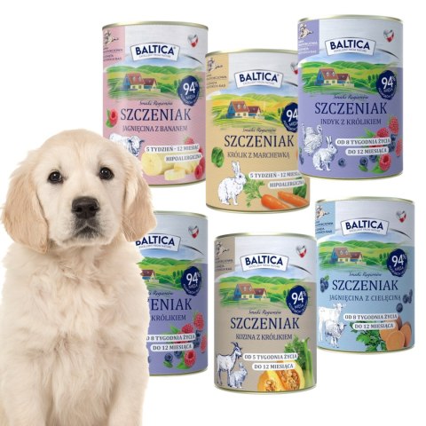 Baltica SZCZENIAK mokra karma MIX SMAKÓW JAGNIĘCINA królik Cielęcina 6x400g