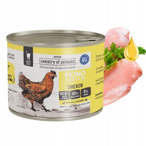 Country of Animals Cat Wet Food Monoprotein Chicken 200g NOWY EAN