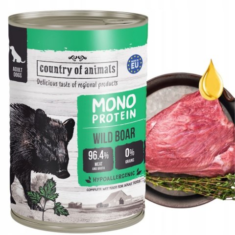 Country of Animals Dog Wet Food Monoprotein Wild Boar 400g