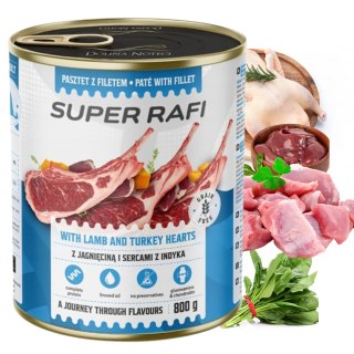 Dolina Noteci Super Rafi Mokra karma dla psa z jagnięciną i sercami indyka 800 g