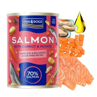 FISH4DOGS KARMA MOKRA DLA PSA ŁOSOŚ 395g 70% RYBY