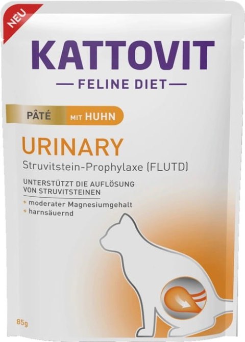 KATTOVIT URINARY PATE KURCZAK - Mokra karma dla kotów na drogi moczowe 6x85g