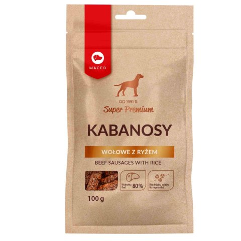 MACED Przysmak dla Psa Smakołyk Naturalne Kabanosy Wołowe z Ryżem 100g