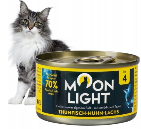 MOONLIGHT DINNER Nr4 Puszka DLA KOTA TUŃCZYK KURCZAK ŁOSOŚ 80g