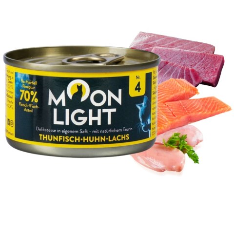 MOONLIGHT DINNER Nr4 Puszka DLA KOTA TUŃCZYK KURCZAK ŁOSOŚ 80g