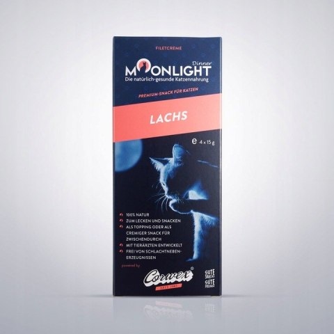 Moonlight Dinner Creme Łosoś 4x15 g - kremowy przysmak dla kota, polewa i sos