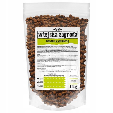 NA WAGĘ Wiejska Zagroda Kaczka z Gruszką 1kg sucha karma dla psa dorosłego