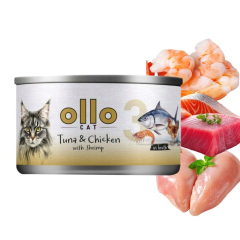 Ollo Cat nr 3 Tuna & Chicken with Shrimp in broth 70g