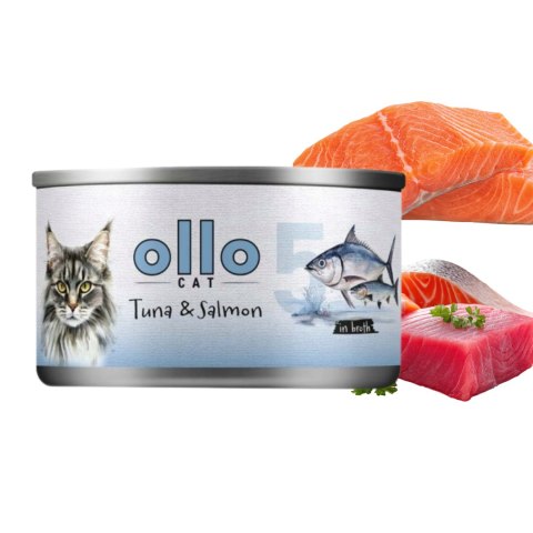 Ollo Cat nr 5 Tuna & Salmon in broth 70g