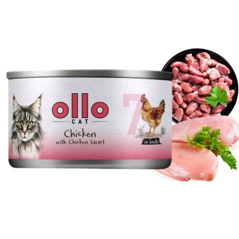 Ollo Cat nr 7 Chicken with Chicken Heart in broth 70g