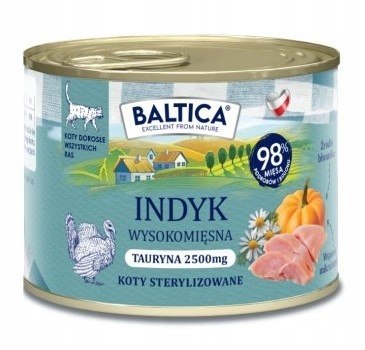 PAKIET Baltica Karma mokra dla kota INDYK monobiałkowa kot dorosły puszka 12X185g