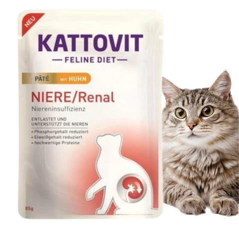 PAKIET KATTOVIT SASZETKA PATE RENAL KURCZAK 10X85g dieta dla kotów