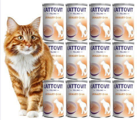 PAKIET Kattovit CAT Feline Urinary Drink Karma mokra z kurczakiem 12X135ml