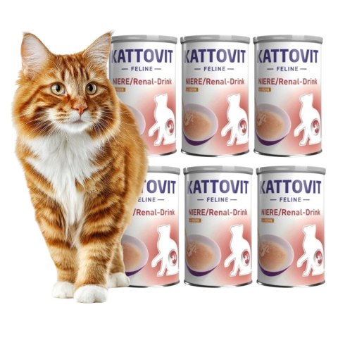 PAKIET Kattovit NIERE RENAL Drink kawałki mięska 6X135ml Kurczak