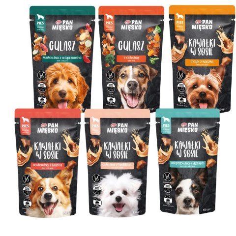 Pan Mięsko 6X150G SASZETKI dla psa Kawałki w sosie cielęcina