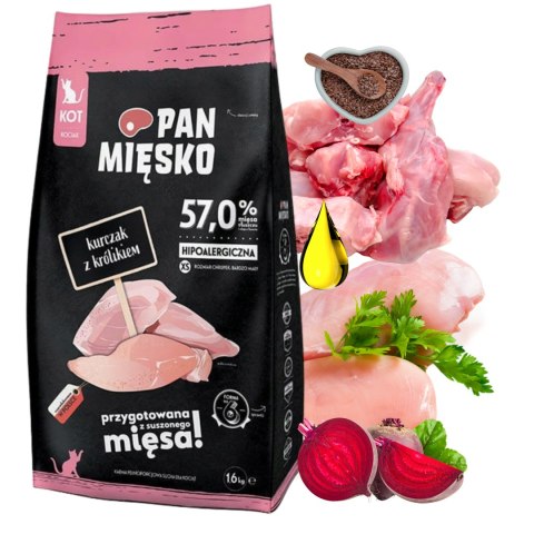 Pan Mięsko JUNIOR Kurczak z królikiem dla KOCIĄT 1,6KG KITTEN