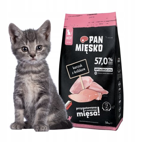 Pan Mięsko JUNIOR Kurczak z królikiem dla KOCIĄT 1,6KG KITTEN