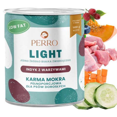 Perro Light Karma mokra Indyk z warzywami dla psów dorosłych 800g