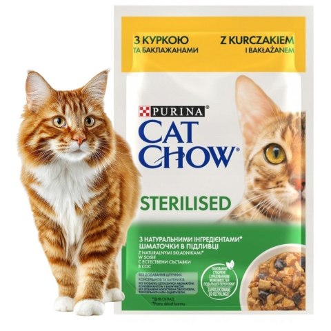 Purina Cat Chow STERILISED karma mokra dla kota kurczak i bakłażan 85g