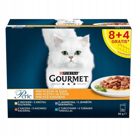 Purina Gourmet Perle Mini Fileciki w Sosie MIX12 x 85g