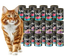 Rafi Cat Sterilised 24x400g MIX 3 smaki królik łosoś jagnięcina karma mokra dla kota