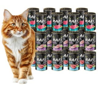 Rafi Cat Sterilised 24x400g MIX 3 smaki królik łosoś jagnięcina karma mokra dla kota