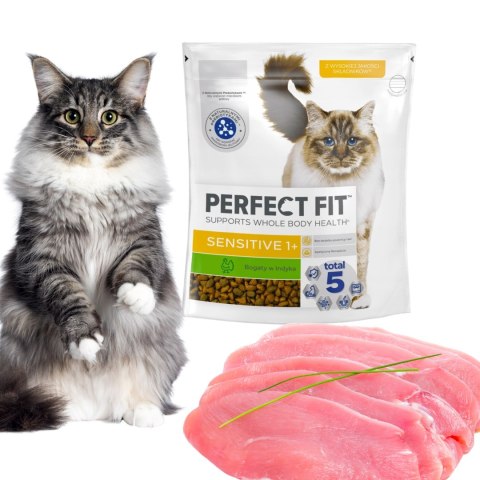 SUCHA KARMA PERFECT FIT SENTSITVIE 1+ INDYK DLA WRAŻLIWYCH KOTÓW 750G
