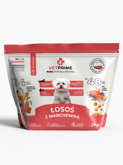 VETPRIME PURE HYPOALLERGENIC ŁOSOŚ Z MARCHEWKĄ XS/S 2kg karma dla alergika
