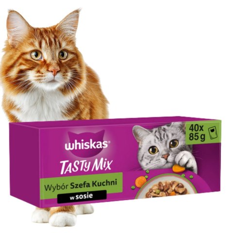 WHISKAS Karma Mokra Dla Kota 40x85g Mix Smaków Saszetki w Sosie