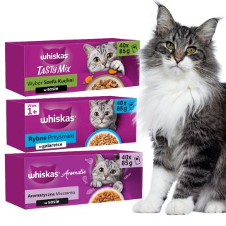 Whiskas Mix Smaków 120x85g Aromatyczna Rybne Tasty Mix Karma Kota