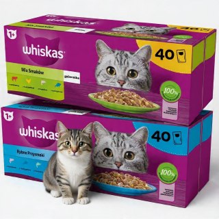 Whiskas zestaw 2 boxy 40X85G (80X85G) W GALARETCE MIX 6 SMAKÓW Rybne smaki