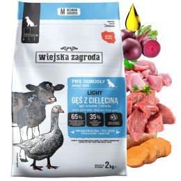 Wiejska Zagroda Karma sucha dla psa Light Gęś z cielęciną Prebiotyk i probiotyk (dorosły) 2kg