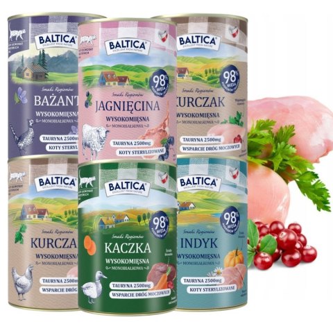 BALTICA ZESTAW SMAKÓW monobiałkowa karma dla kota 12x400 jagnięcina kaczka