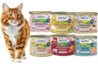 BALTICA ZESTAW monoproteinowa mokra karma dla kota 6x185 królik wieprzowina