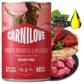 CARNILOVE DOG CAN TURKEY&REINDEER&WILDBOAR 400g