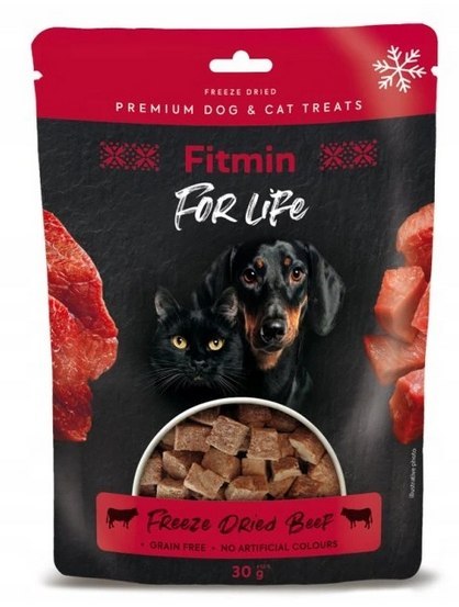 FITMIN Liofilizowane przysmaki dla psa i kota WOŁOWINA 30g