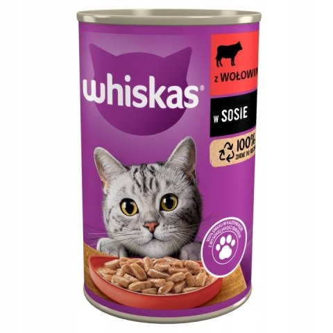 Karma dla kota Whiskas wołowina w sosie 10x400g puszka