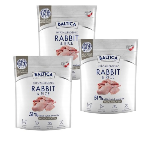 PAKIET Baltica Nutraceutic RABBIT&RICE KRÓLIK 3X1 kg