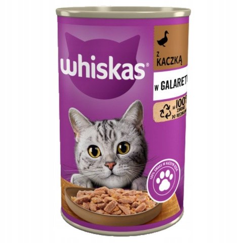 PAKIET Whiskas Adult 12X400g Kaczka Mokra Karma W Galaretce Dla Dorosłych Kotów