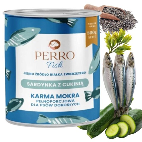 Perro Sardynka z Cukinią 800 g monobiałkowa karma mokra dla psa dorosłego