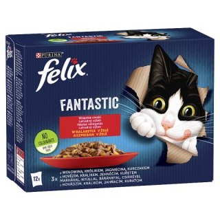 Purina Felix Wiejskie Smaki ( 12 x 85g ) Wołowina Królik Jagnięcina Karma Dla Kota Mokra