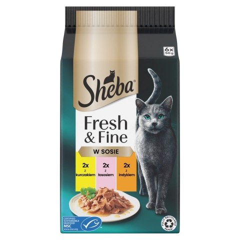 Sheba Fresh & Fine Saszetki 12X (6x50g) W SOSIE Kurczak Łosoś Indyk