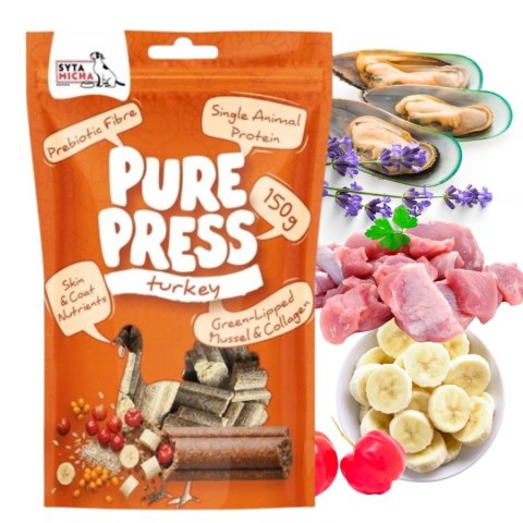 Syta Micha Pure Press Smaczki tłoczone na zimno dla psa Indyk 150 g