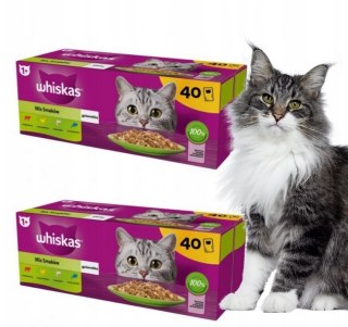WHISKAS mokra karma dla kota mix smaków w galaretce saszetki 40x85 g 2 BOXY