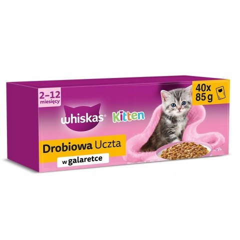 Whiskas Kitten Drobiowa Uczta w Galaretce 160x85g dla Kociąt