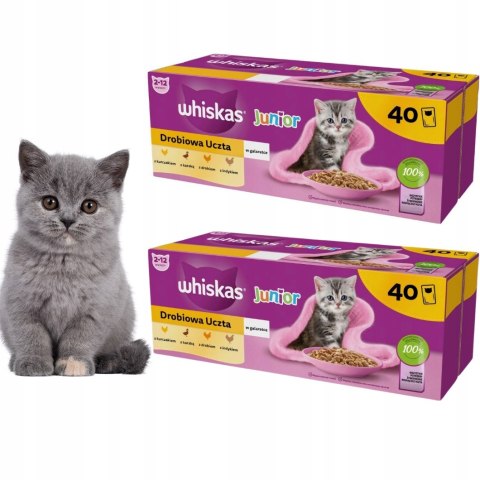 Whiskas Kitten Drobiowa Uczta w Galaretce 80x85g dla Kociąt