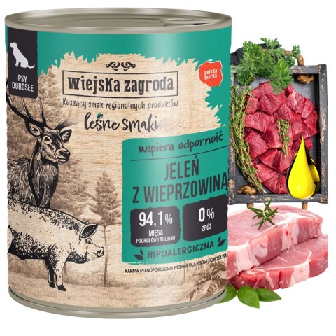Wiejska Zagroda Leśne smaki Pies Jeleń z wieprzowiną 800g puszka