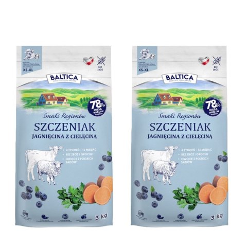 ZESTAW Baltica Szczeniak Jagnięcina z cielęciną S/XL 2X3kg puppy