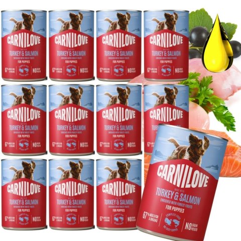 ZESTAW CARNILOVE mokra karma dla szczeniąt SALMON&TURKEY PUPPIES 12X400g